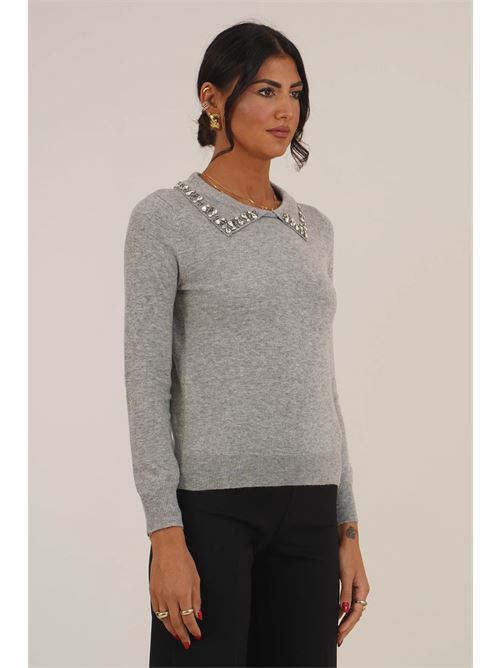 Maglia con strass Try Me | 6013GREY MELANGE